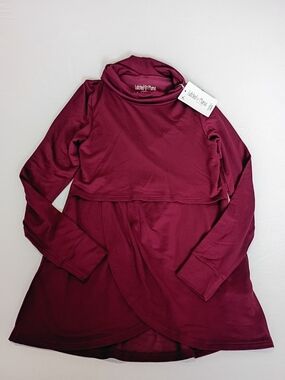 Latched Mama Petal Front Nursing Pullover NWT Burgandy Size S (1 Sm Mark)